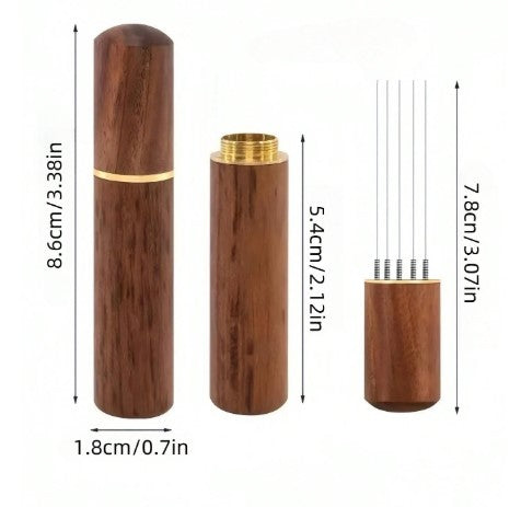 6-Pin Natural Wood Coffee Distribution Tool – Espresso Stirring Needle