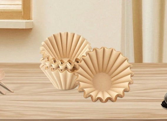 50-Pack Unbleached Basket Coffee Filters – Natural Medium Disposable Wave Cup Paper for Pour Over & Origami Drippers