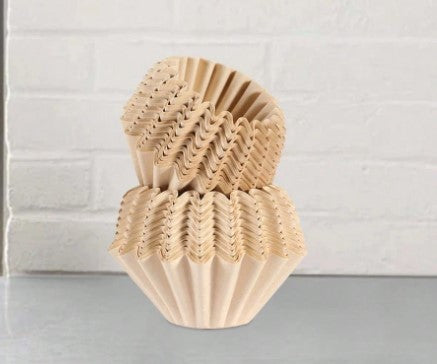 50-Pack Unbleached Basket Coffee Filters – Natural Medium Disposable Wave Cup Paper for Pour Over & Origami Drippers