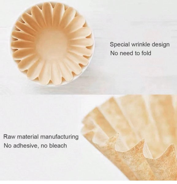 50-Pack Unbleached Basket Coffee Filters – Natural Medium Disposable Wave Cup Paper for Pour Over & Origami Drippers