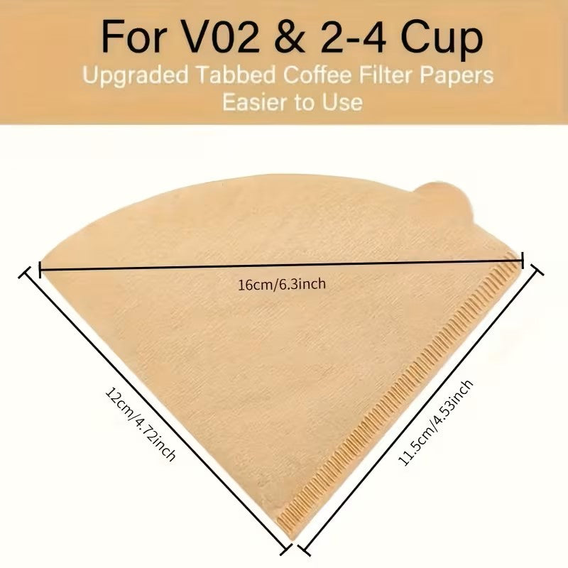 50 Pcs V2 Natural Cone Coffee Filters – V60 Unbleached & Disposable.