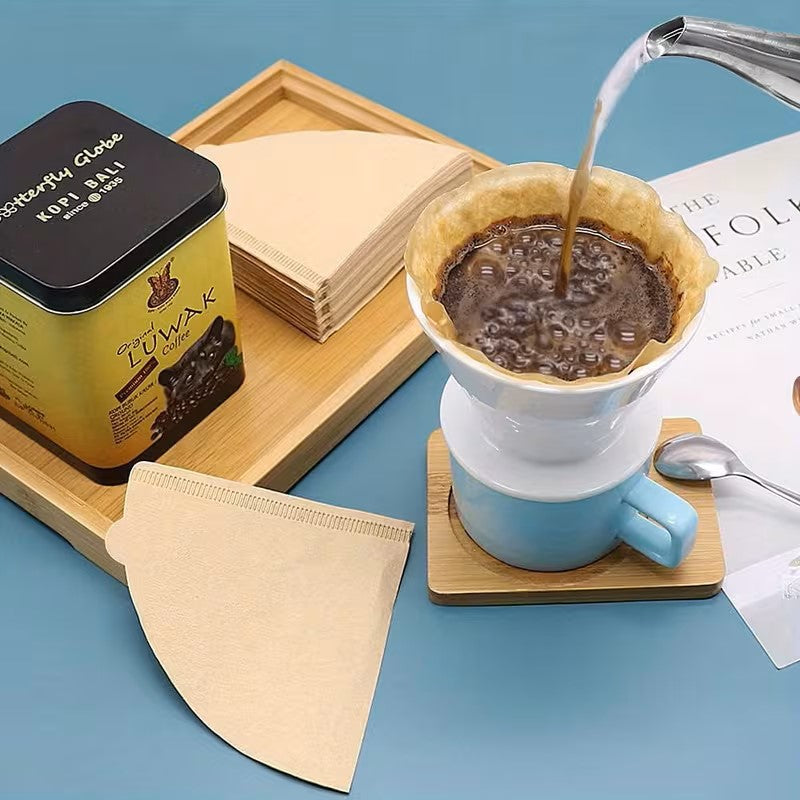 50 Pcs V2 Natural Cone Coffee Filters – V60 Unbleached & Disposable.