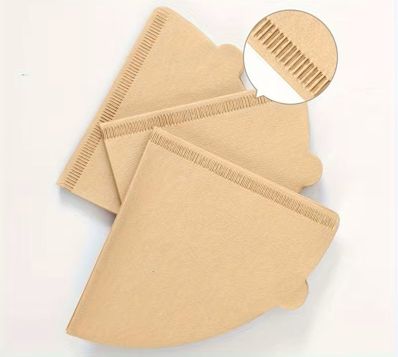 50 PCS Unbleached Natural Brown Coffee Filter Papers – V01 Cone Filters for 1–2 Cup Pour Over