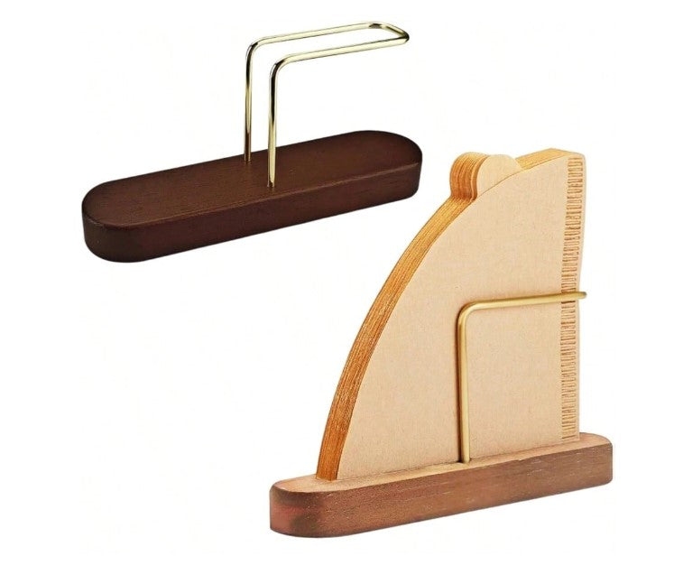 Walnut Wood Coffee Filter Paper Holder Stand – Portable Pour Over Coffee Filter Organizer & Storage Rack