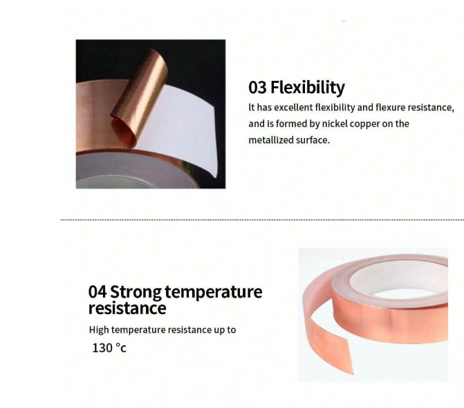 20M Conductive Copper Foil Tape | High-Temperature Resistant EMI Shielding Adhesive Copper Tape | Available in 0.5mm, 0.8mm, 1mm & 2mm Widths