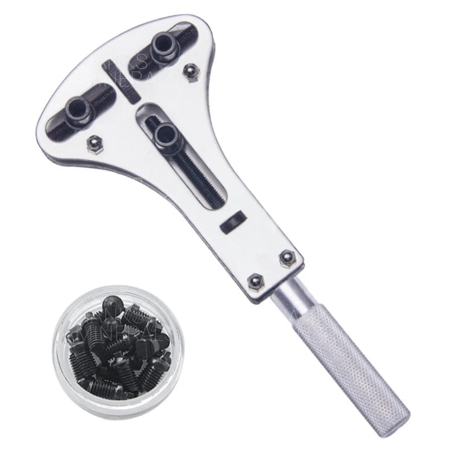 Professional Adjustable Watch Back Case Opener – Large Watch Case Removal Tool Kit with 12 Interchangeable Pins