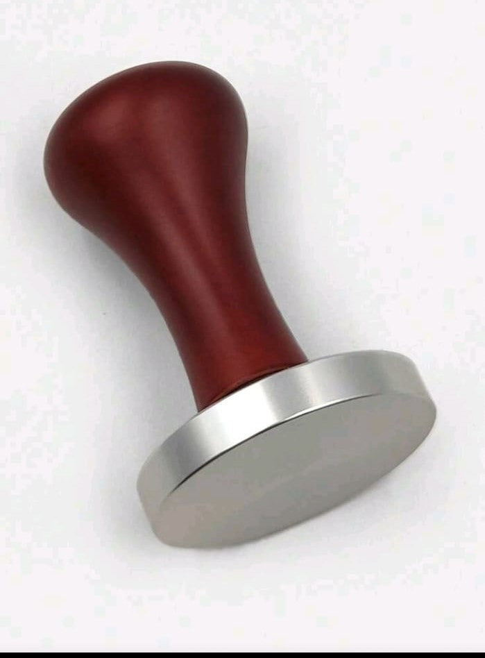 53mm Stainless Steel Coffee Tamper with Solid Wood Handle – Brown Espresso Tamper for Coffee Pressing, Barista Espresso Machine Accessory (1 Piece)