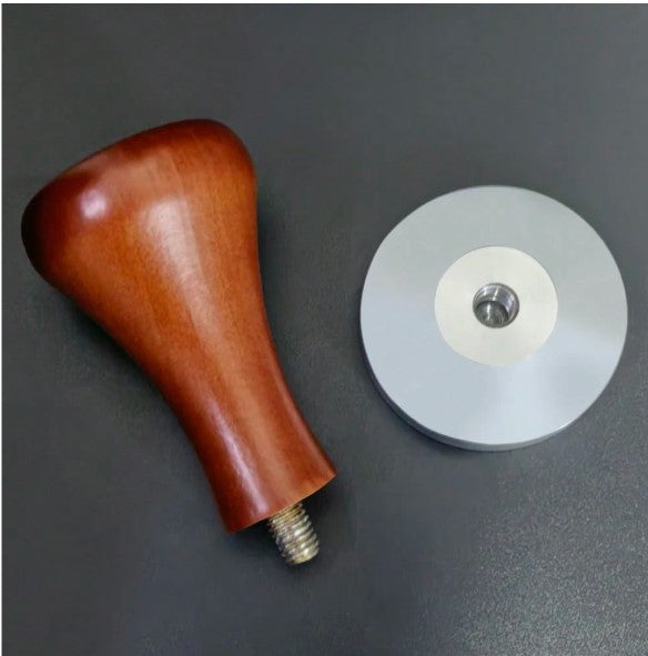 53mm Stainless Steel Coffee Tamper with Solid Wood Handle – Brown Espresso Tamper for Coffee Pressing, Barista Espresso Machine Accessory (1 Piece)