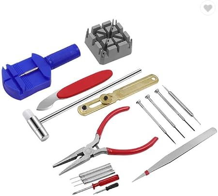 16-Piece Multifunction Watch Repair Tool Kit – Professional Watch Battery Replacement, Link Removal & Case Opening Tool Set