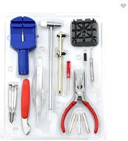 16-Piece Multifunction Watch Repair Tool Kit – Professional Watch Battery Replacement, Link Removal & Case Opening Tool Set