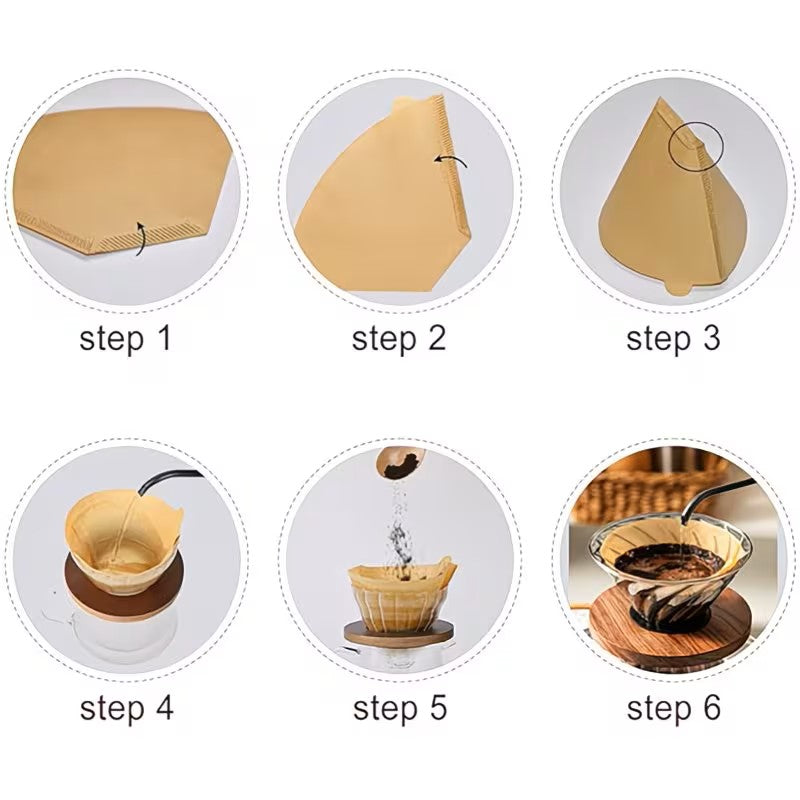 50 Pcs Natural Unbleached Coffee Filter Paper U1 & U2  – Food Grade Paper – Natural Brown