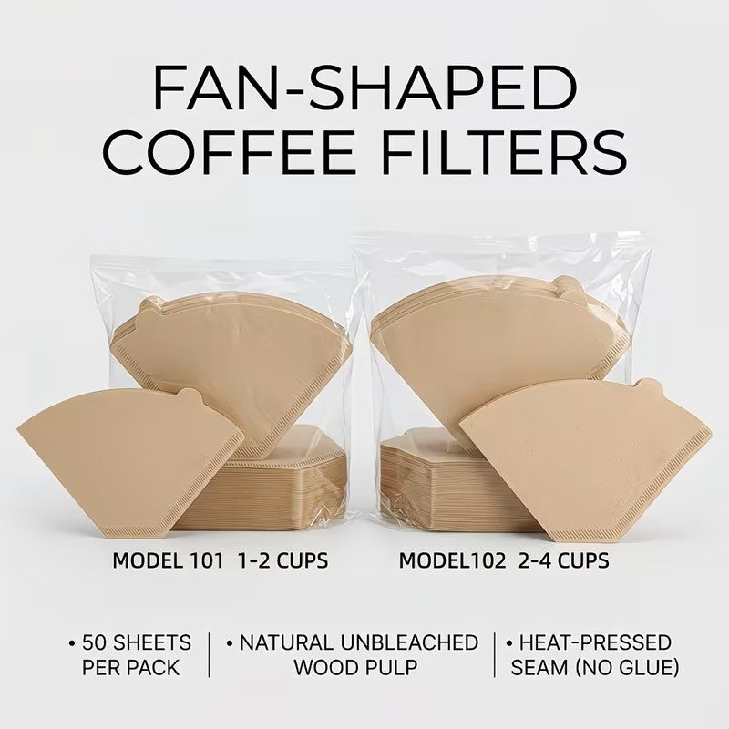 50 Pcs Natural Unbleached Coffee Filter Paper U1 & U2  – Food Grade Paper – Natural Brown