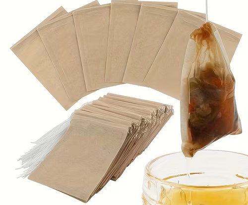 50 PCS Disposable Tea Filter Bags Small, Medium & Large Size Size Drawstring Pull Rope – Food Grade Paper Tea Infuser Bags for Loose Leaf Tea, Herbs & Spices