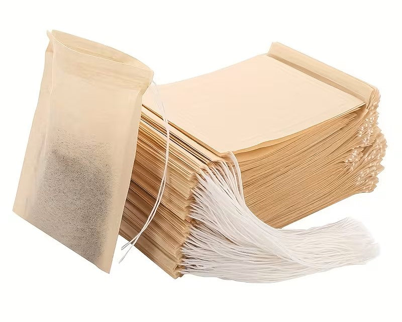 50 PCS Disposable Tea Filter Bags Small, Medium & Large Size Size Drawstring Pull Rope – Food Grade Paper Tea Infuser Bags for Loose Leaf Tea, Herbs & Spices