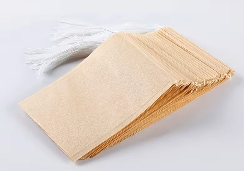 50 PCS Disposable Tea Filter Bags Small, Medium & Large Size Size Drawstring Pull Rope – Food Grade Paper Tea Infuser Bags for Loose Leaf Tea, Herbs & Spices